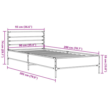 Bed Frame Black 90x200 cm Engineered Wood and Metal