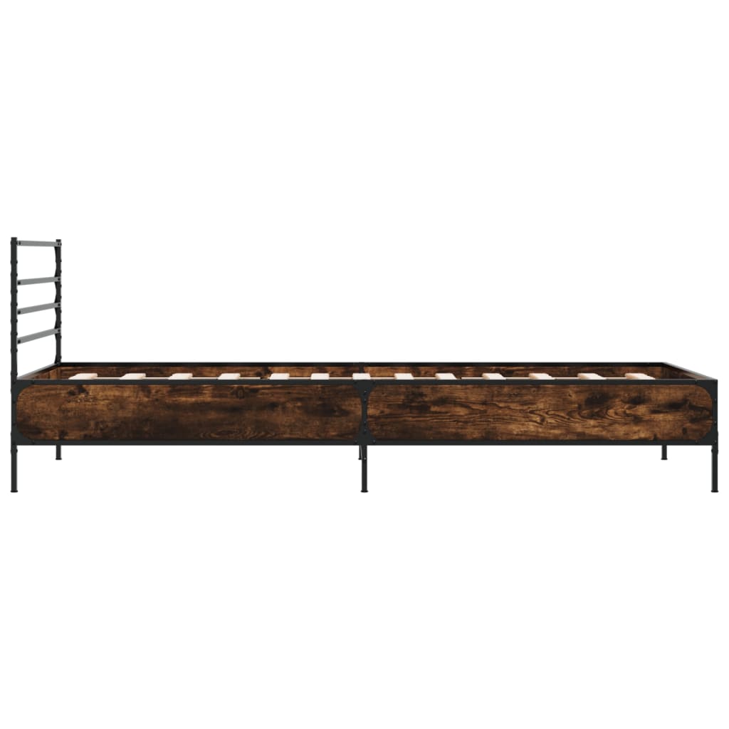 Bed Frame Smoked Oak 90x200 cm Engineered Wood and Metal