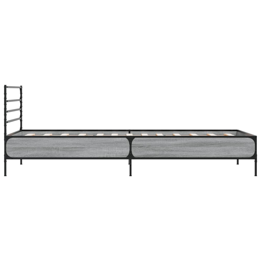 Bed Frame Grey Sonoma 90x200 cm Engineered Wood and Metal