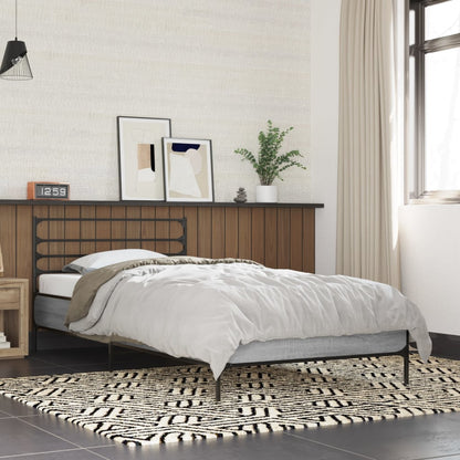 Bed Frame Grey Sonoma 90x200 cm Engineered Wood and Metal