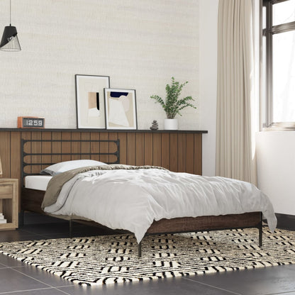 Bed Frame Brown Oak 90x200 cm Engineered Wood and Metal