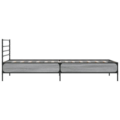 Bed Frame Grey Sonoma 100x200 cm Engineered Wood and Metal