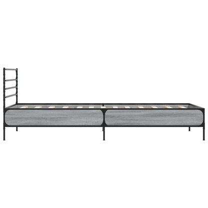 Bed Frame Grey Sonoma 75x190 cm Small Single Engineered Wood and Metal