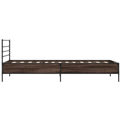 Bed Frame Brown Oak 75x190 cm Small Single Engineered Wood and Metal