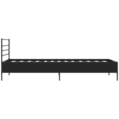 Bed Frame Black 90x190 cm Single Engineered Wood and Metal