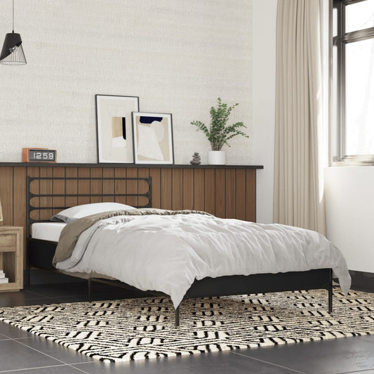 Bed Frame Black 90x190 cm Single Engineered Wood and Metal