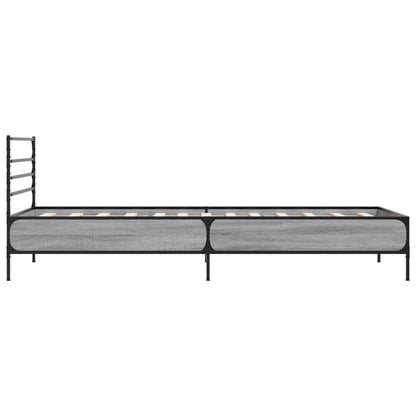 Bed Frame Grey Sonoma 90x190 cm Single Engineered Wood and Metal