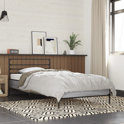 Bed Frame Grey Sonoma 90x190 cm Single Engineered Wood and Metal