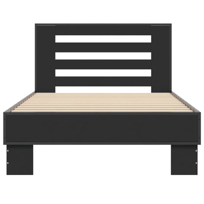 Bed Frame Black 100x200 cm Engineered Wood and Metal