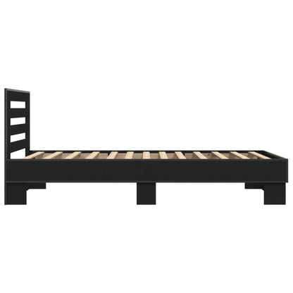 Bed Frame Black 100x200 cm Engineered Wood and Metal