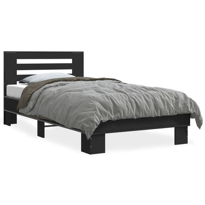 Bed Frame Black 100x200 cm Engineered Wood and Metal