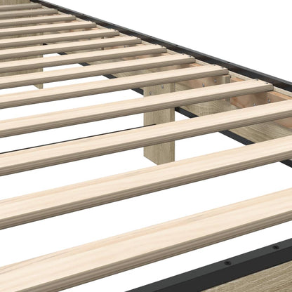 Bed Frame Sonoma Oak 100x200 cm Engineered Wood and Metal