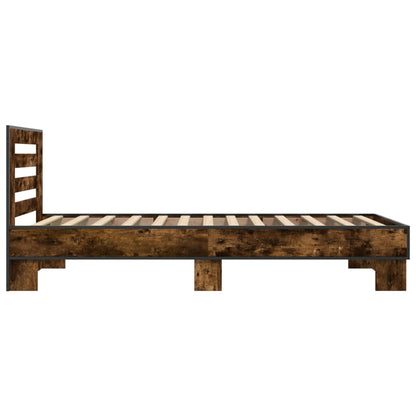 Bed Frame Smoked Oak 100x200 cm Engineered Wood and Metal