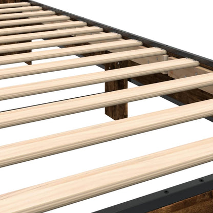 Bed Frame Smoked Oak 100x200 cm Engineered Wood and Metal