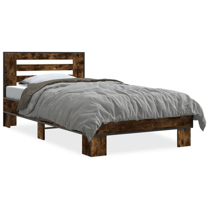 Bed Frame Smoked Oak 100x200 cm Engineered Wood and Metal