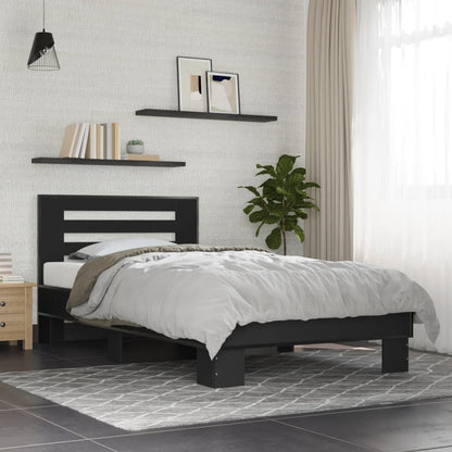 Bed Frame Black 90x200 cm Engineered Wood and Metal