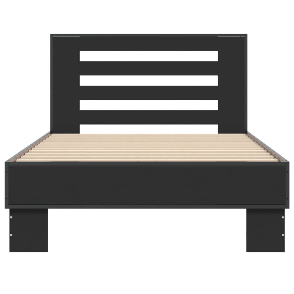 Bed Frame Black 90x200 cm Engineered Wood and Metal