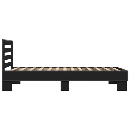 Bed Frame Black 90x200 cm Engineered Wood and Metal