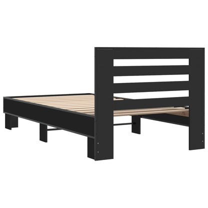 Bed Frame Black 90x200 cm Engineered Wood and Metal