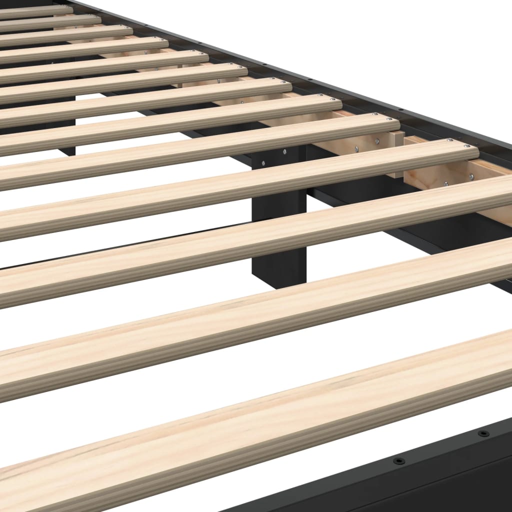 Bed Frame Black 90x200 cm Engineered Wood and Metal