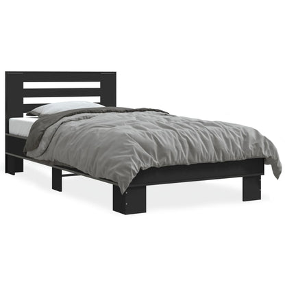 Bed Frame Black 90x200 cm Engineered Wood and Metal