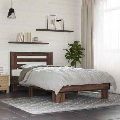 Bed Frame without Mattress Brown Oak 90x200 cm