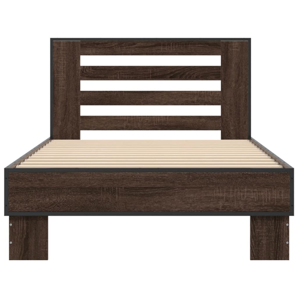 Bed Frame without Mattress Brown Oak 90x200 cm