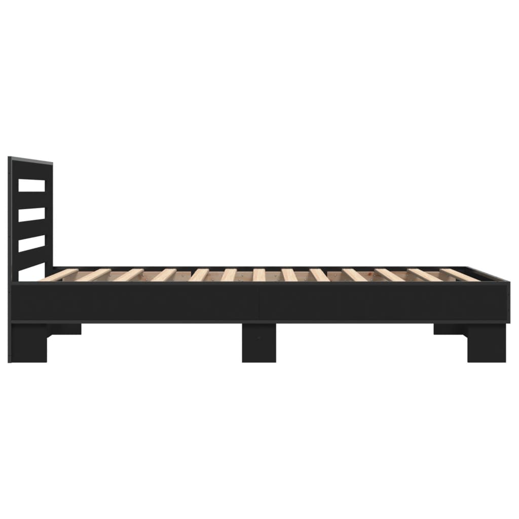 Bed Frame Black 75x190 cm Small Single Engineered Wood and Metal