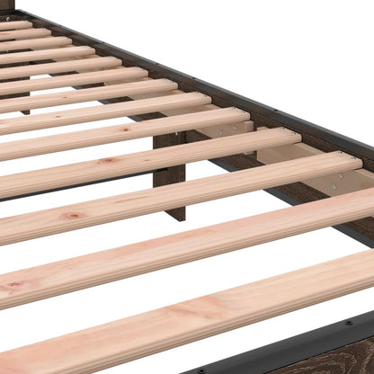 Bed Frame Brown Oak 100x200 cm Engineered Wood and Metal