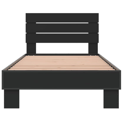 Bed Frame Black 90x200 cm Engineered Wood and Metal