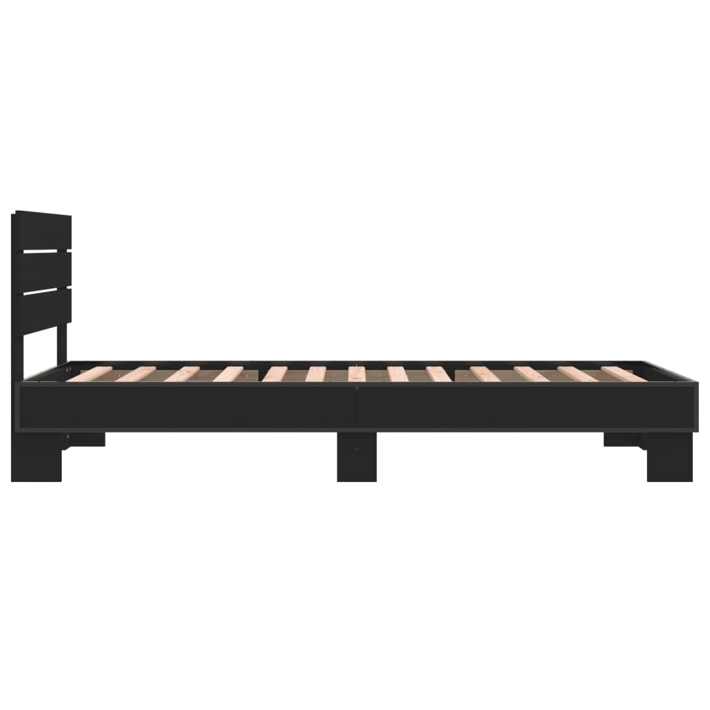 Bed Frame Black 90x200 cm Engineered Wood and Metal