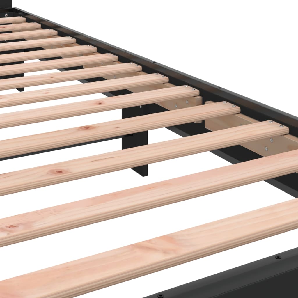 Bed Frame Black 90x200 cm Engineered Wood and Metal