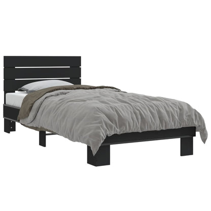 Bed Frame Black 90x200 cm Engineered Wood and Metal