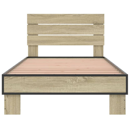 Bed Frame Sonoma Oak 90x200 cm Engineered Wood and Metal