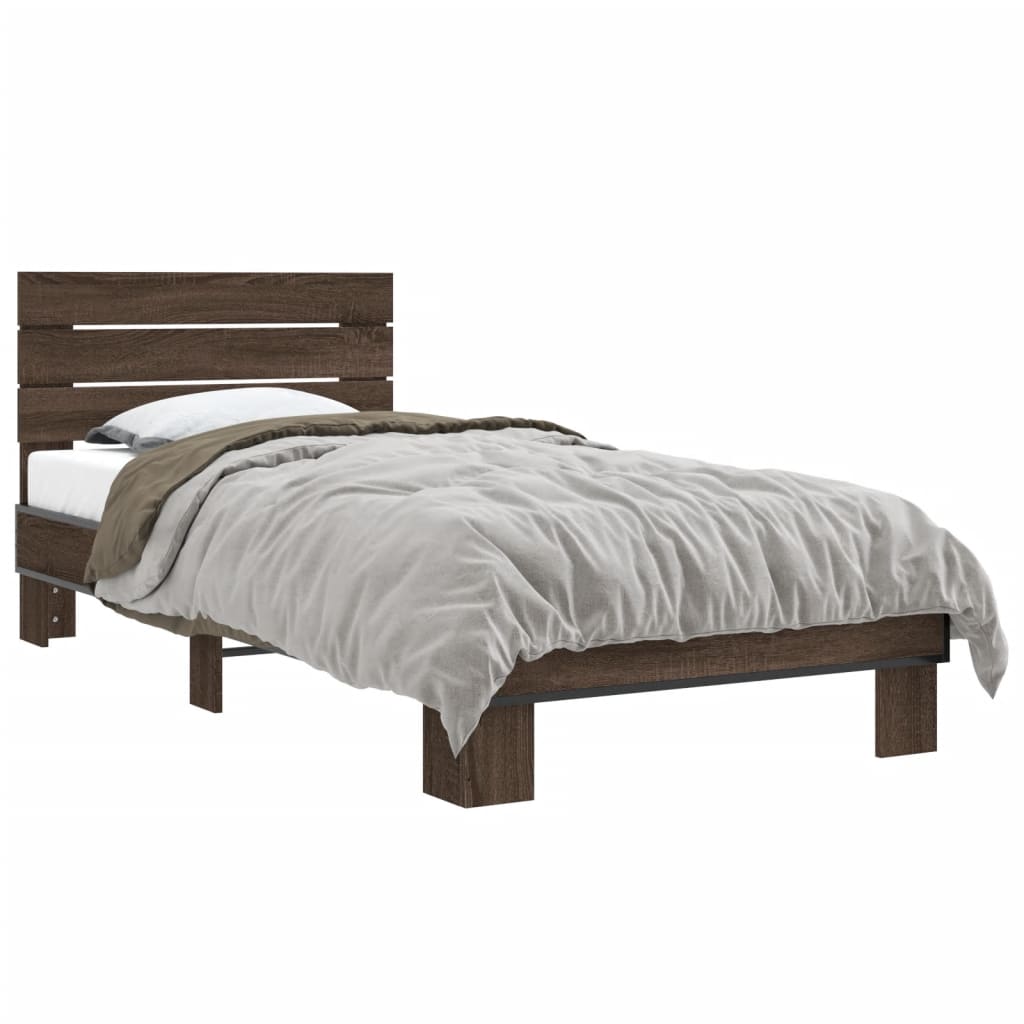 Bed Frame without Mattress Brown Oak 90x200 cm