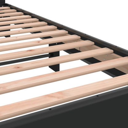 Bed Frame Black 75x190 cm Small Single Engineered Wood and Metal