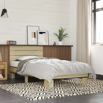 Bed Frame Sonoma Oak 75x190 cm Small Single Engineered Wood and Metal