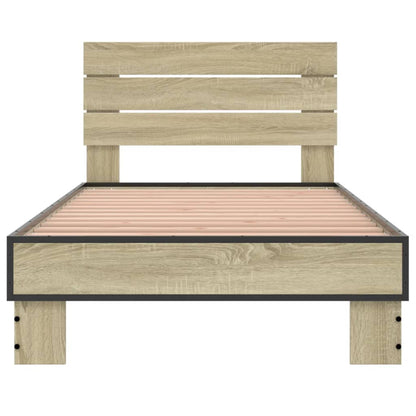 Bed Frame Sonoma Oak 75x190 cm Small Single Engineered Wood and Metal