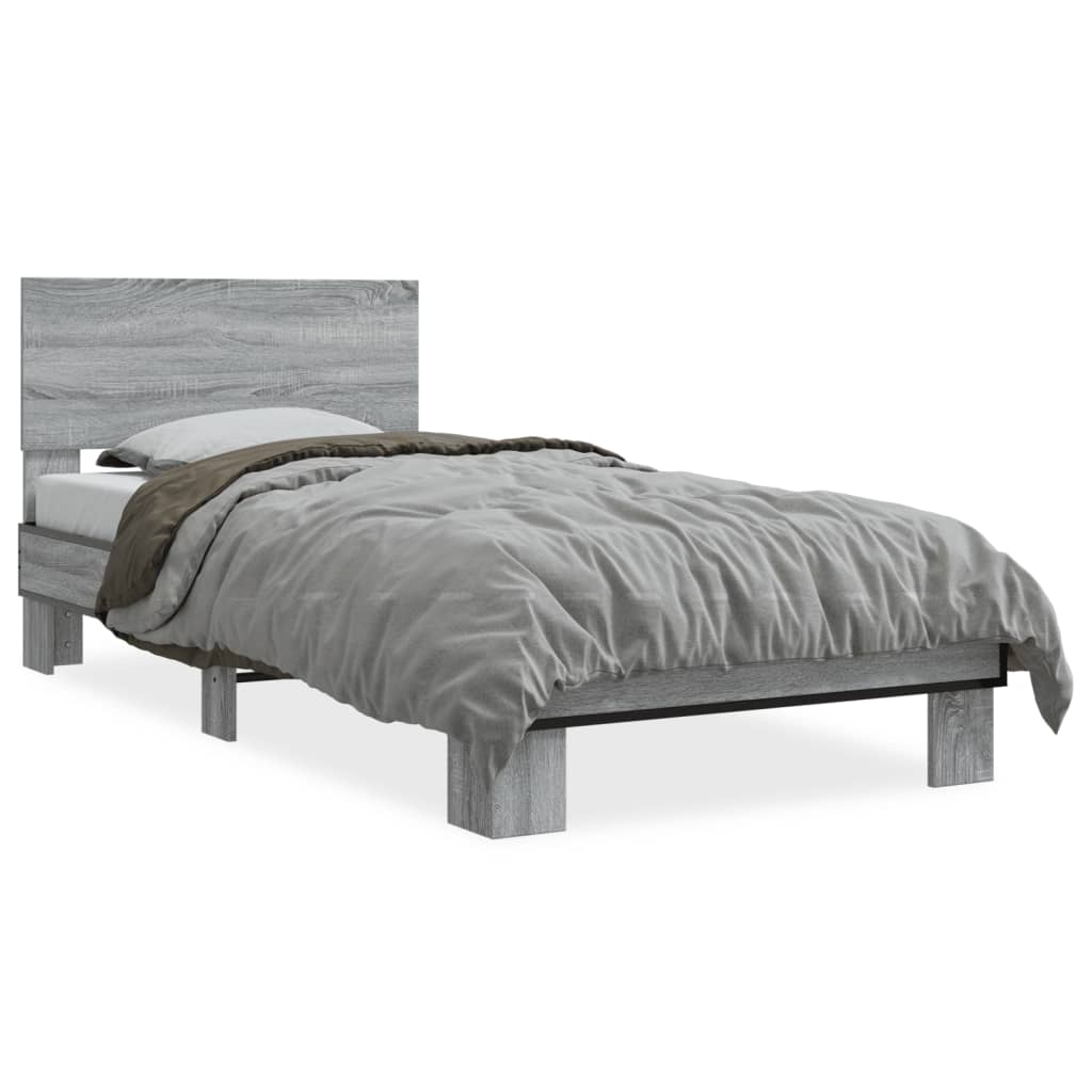 Bed Frame without Mattress Grey Sonoma 75x190 cm Small Single