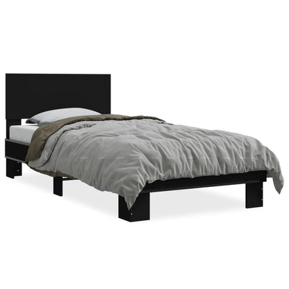 Bed Frame Black 90x190 cm Single Engineered Wood and Metal