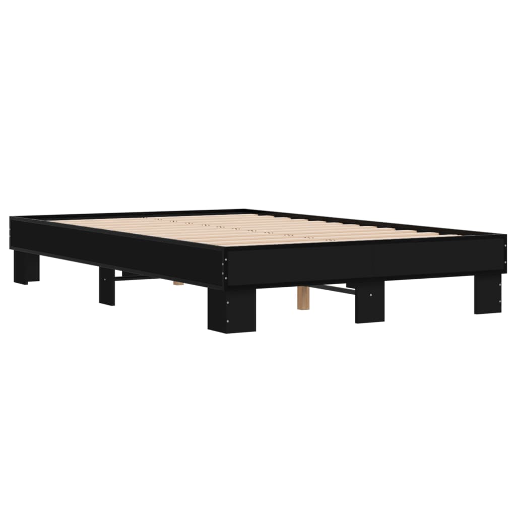 Bed Frame Black 140x200 cm Engineered Wood and Metal