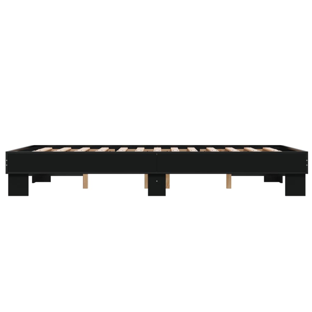 Bed Frame Black 140x200 cm Engineered Wood and Metal