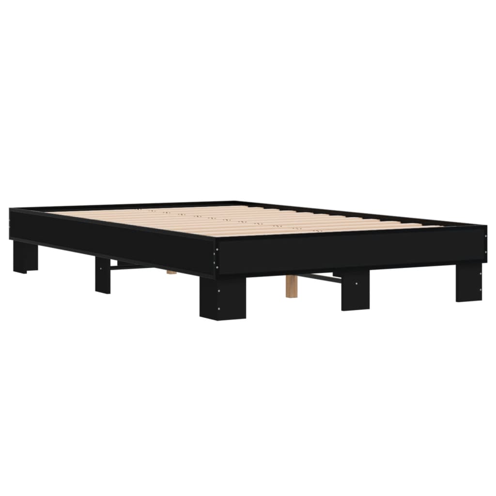 Bed Frame Black 140x200 cm Engineered Wood and Metal