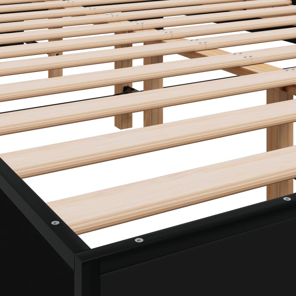 Bed Frame Black 140x200 cm Engineered Wood and Metal