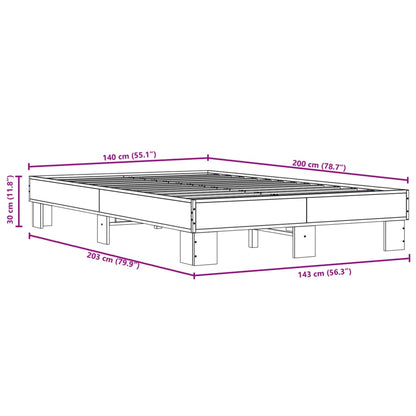 Bed Frame Black 140x200 cm Engineered Wood and Metal