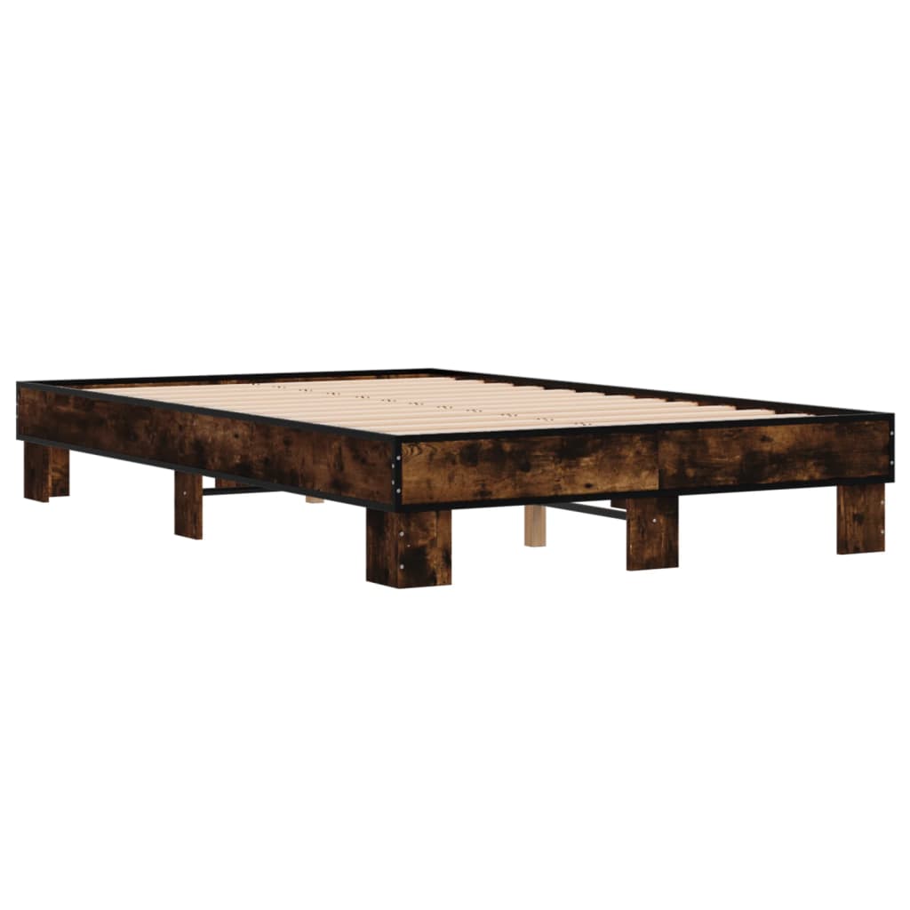 Bed Frame without Mattress Smoked Oak 140x200 cm