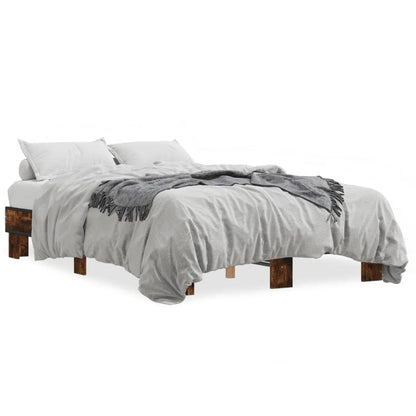 Bed Frame without Mattress Smoked Oak 140x200 cm