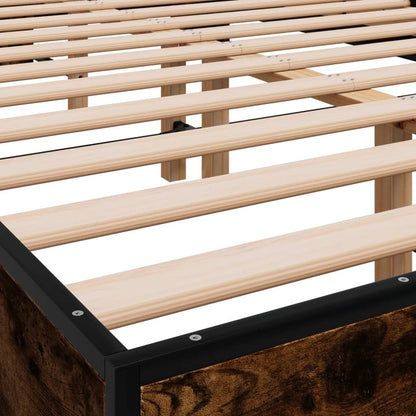 Bed Frame Smoked Oak 140x200 cm Engineered Wood and Metal