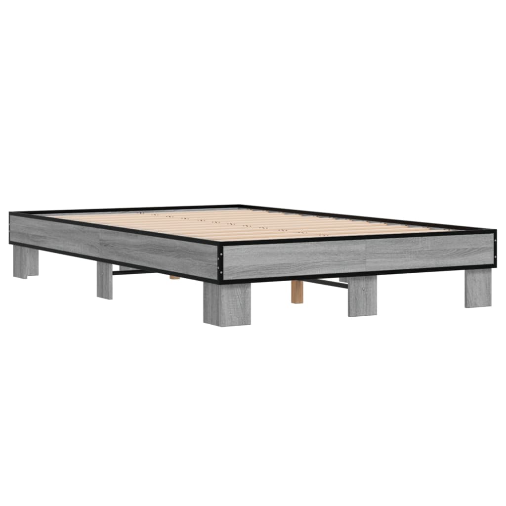 Bed Frame Grey Sonoma 140x200 cm Engineered Wood and Metal