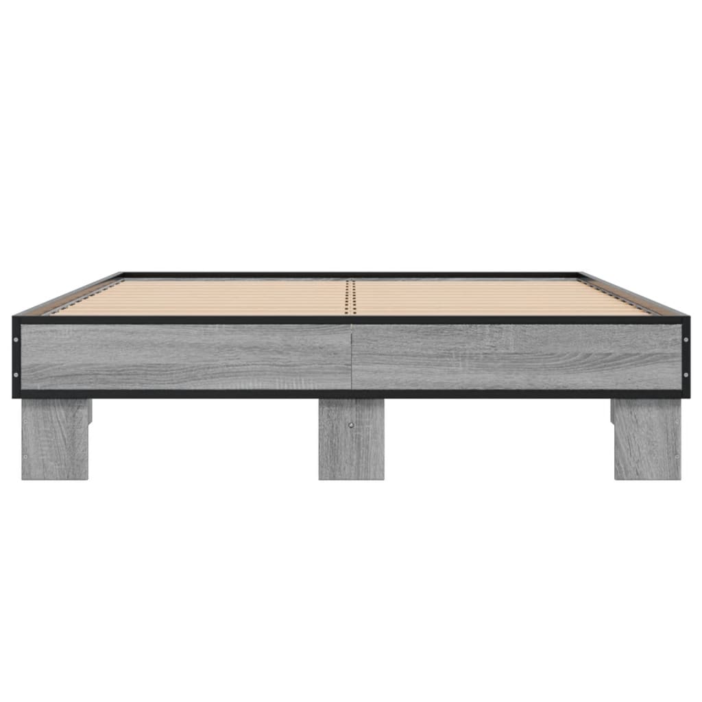 Bed Frame Grey Sonoma 140x200 cm Engineered Wood and Metal